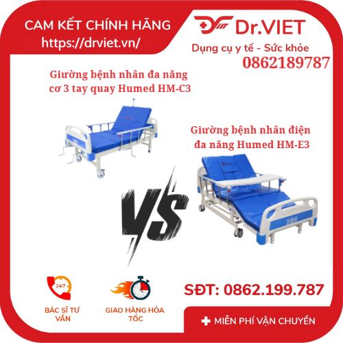 SO SÁNH GIƯỜNG HUMED điện HM-E3 VỚI GIƯỜNG HUMED C3