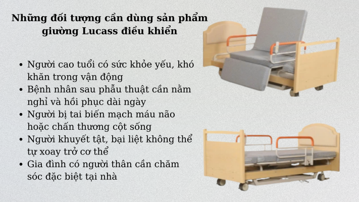 Giường điên LUCASS điều khiển giải pháp số 1 dành cho những ai không đi lại được 3 Đối tượng nên sử dụng đến sản phẩm giường điện Lucass điều khiển được.