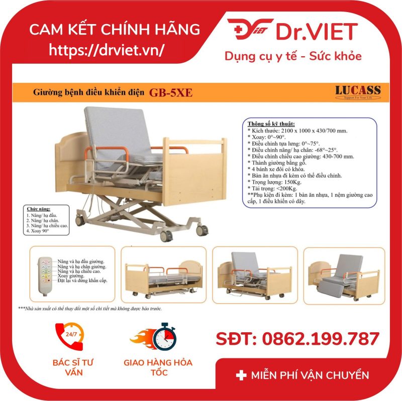 Giường Bệnh Điều Khiển Điện Lucass GB-5XE