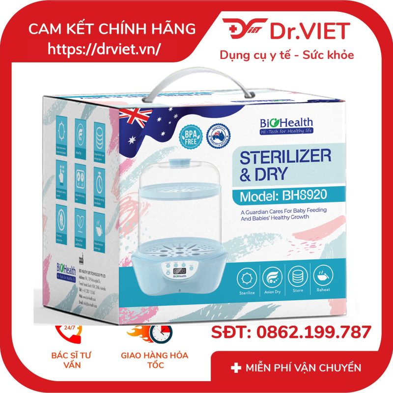 Máy tiệt trùng và sấy khô bình sữa BioHealth BH8920 10 Máy tiệt trùng và sấy khô bình sữa BioHealth BH8920