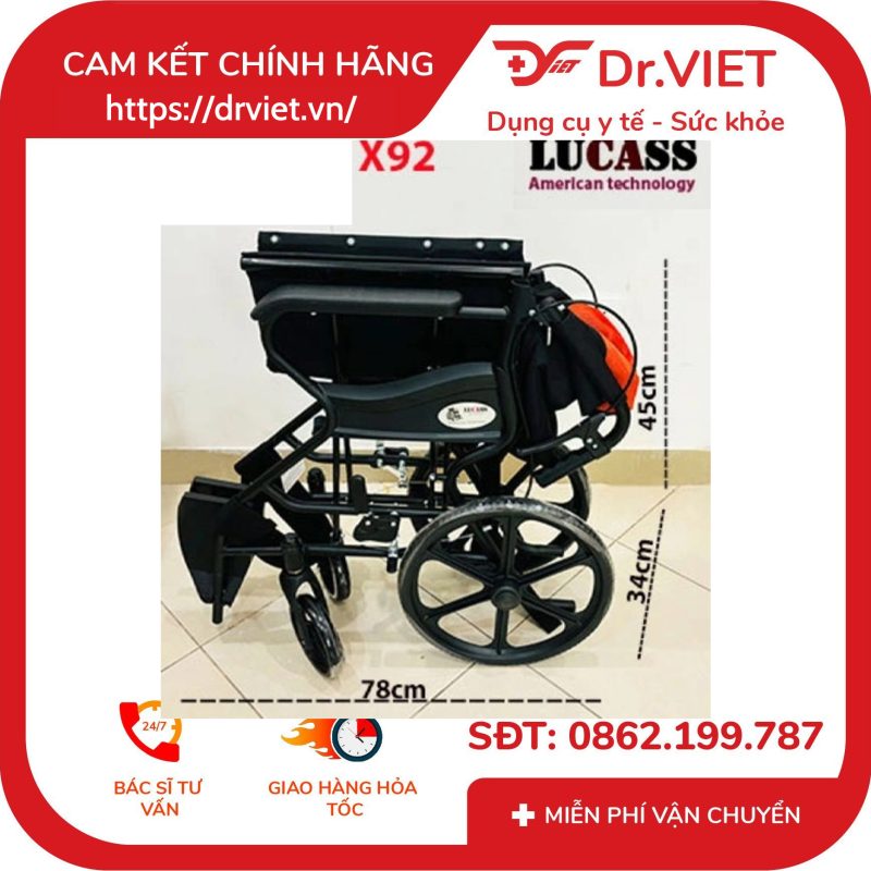 Xe Lăn Du Lịch Sắt Sơn Lucass X-92 10 Xe Lăn Du Lịch Sắt Sơn Lucass X-92