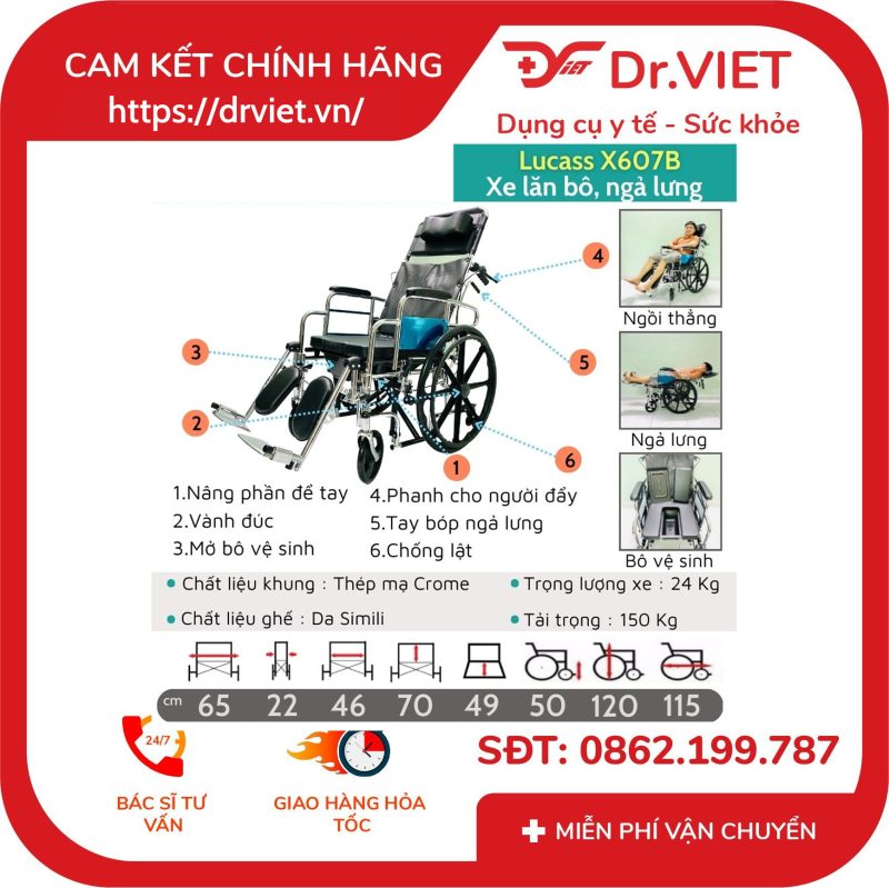 Xe Lăn Đa Năng Lucass X-607B