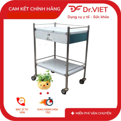 Xe đẩy Inox 30*40 2 tầng, có hộc DCG23 - Đẩy Dễ – Đựng Gọn – Dùng Bền 2 DCG