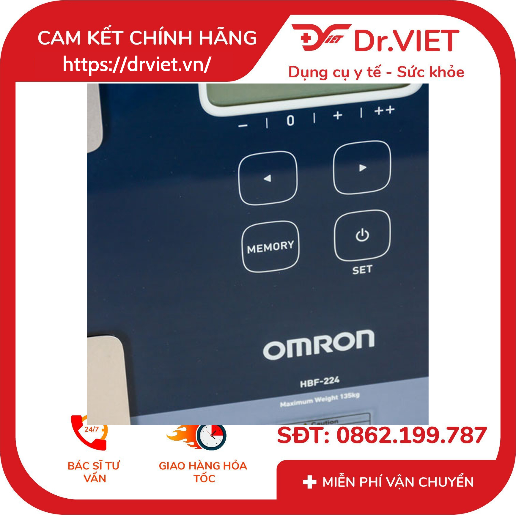 Máy đo lượng mỡ cơ thể Omron HBF-224 6 Máy đo lượng mỡ cơ thể Omron HBF-224
