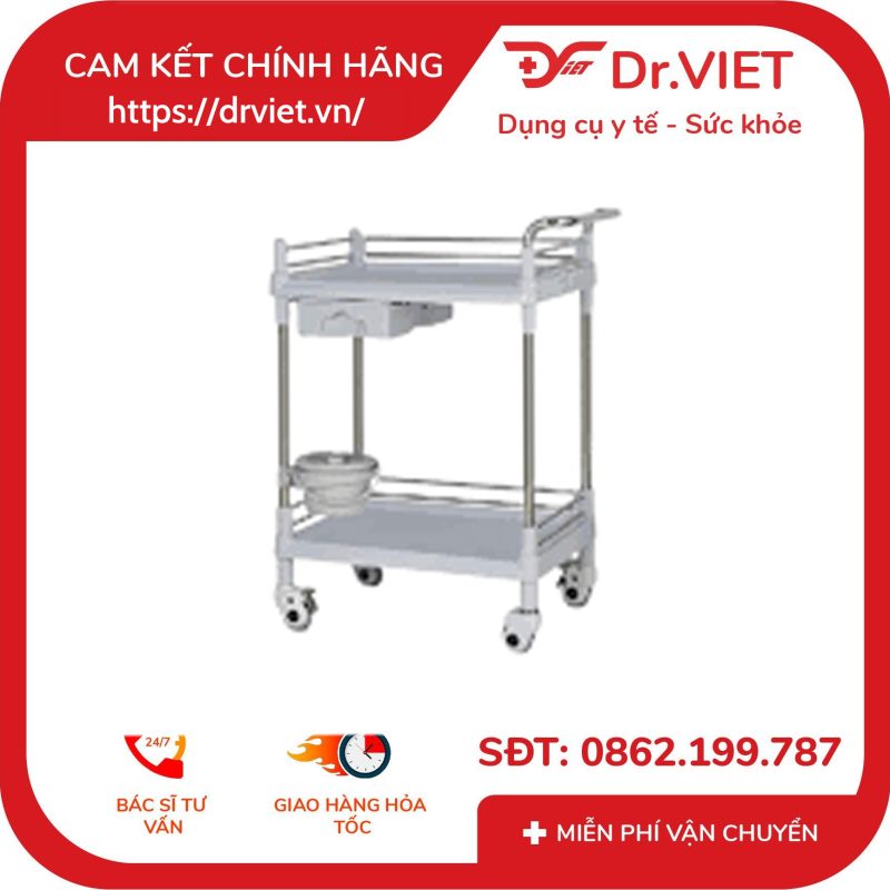 Xe Đẩy Y Tế 35*50 2 Tầng 1 Vòng Thau (Không Hộc) Đức Cường DCG27 7 Xe Đẩy Y Tế 35*50 2 Tầng 1 Vòng Thau (Không Hộc) Đức Cường DCG27