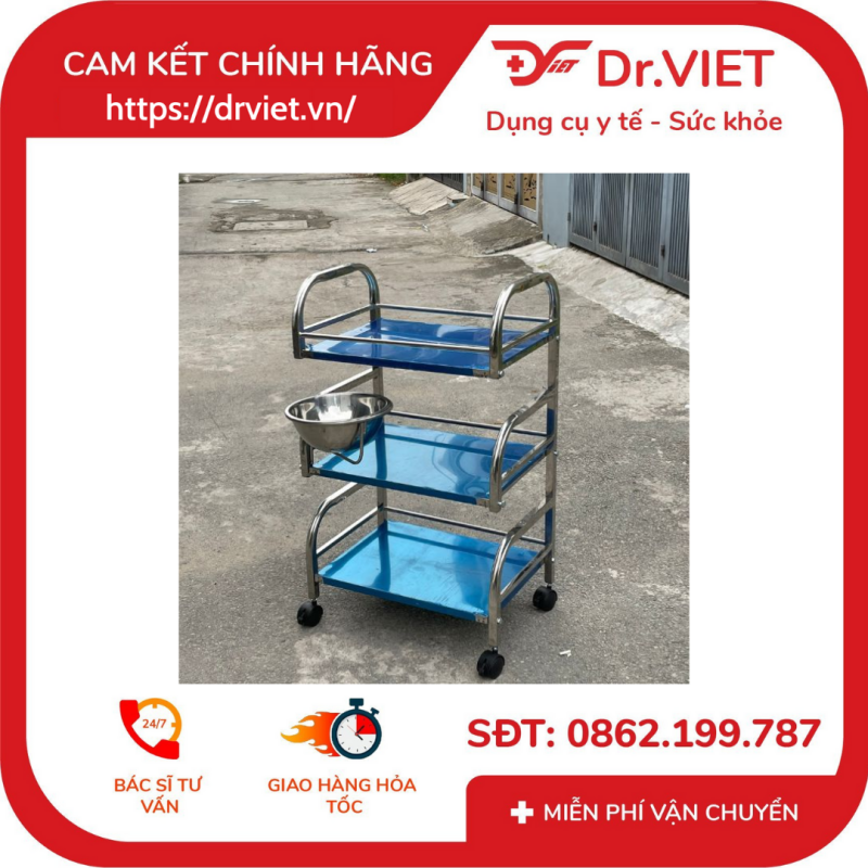 xe đẩy DCG-24 Inox 3 Tầng 30 x 40