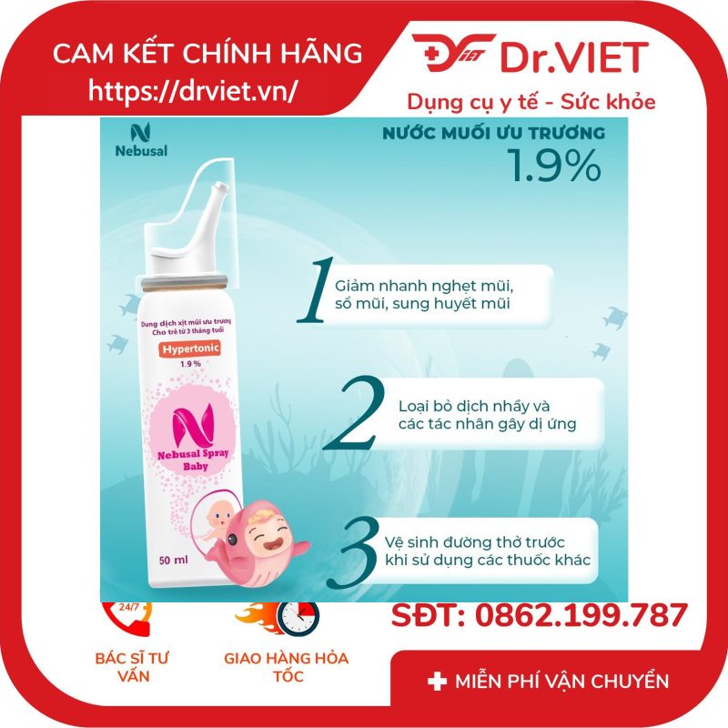 Xịt mũi Nebusal spray Baby 1.9% 13 Xịt mũi Nebusal spray Baby 1.9%