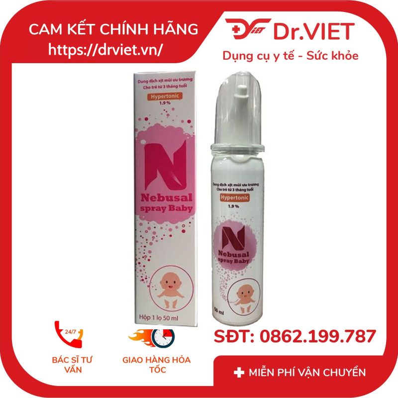 Xịt mũi Nebusal spray Baby 1.9% 12 Xịt mũi Nebusal spray Baby 1.9%