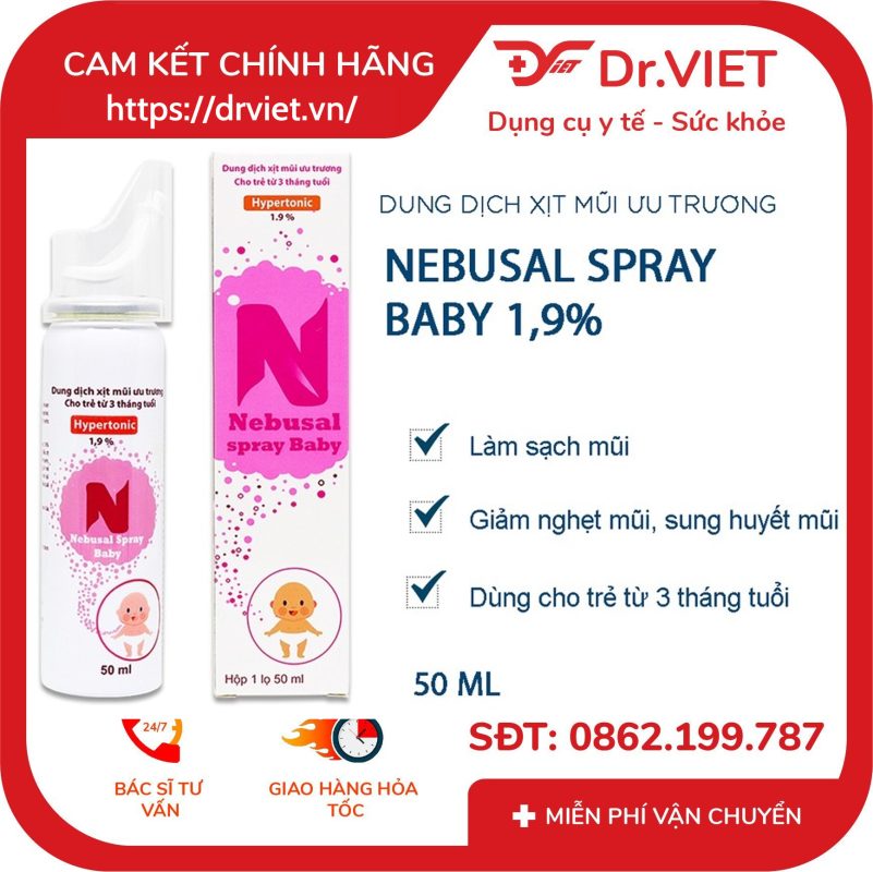 Xịt mũi Nebusal spray Baby 1.9% 14 Xịt mũi Nebusal spray Baby 1.9%
