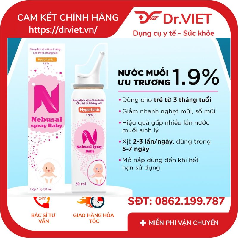 Xịt mũi Nebusal spray Baby 1.9%