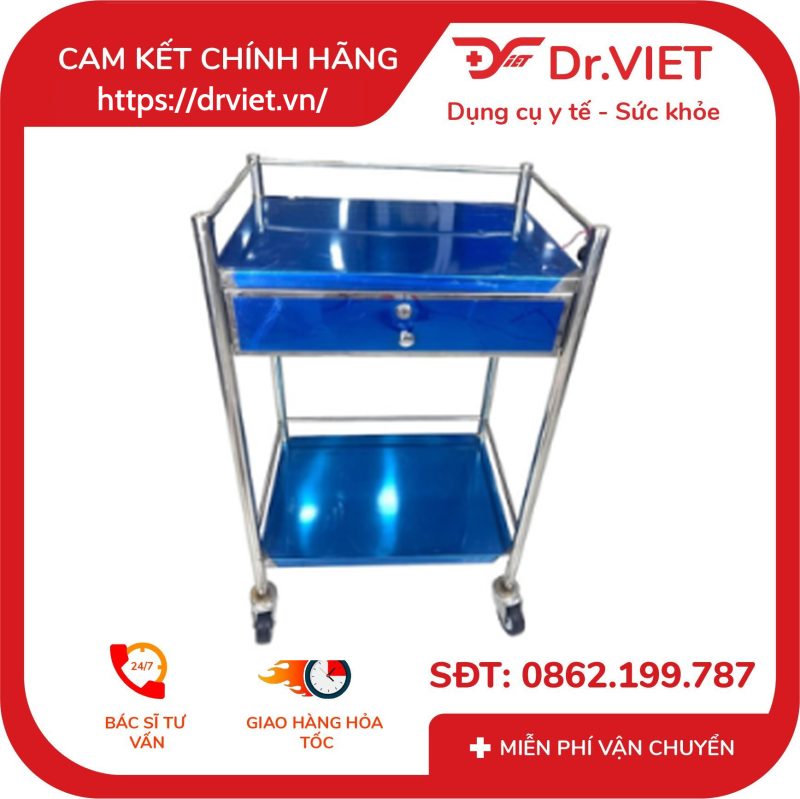 Xe đẩy inox 2 tầng 30 x 40 có hộc DCG23