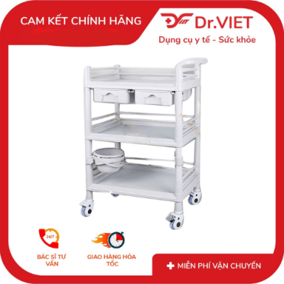 xe đẩy dụng cụ 3 tầng tiêm nhựa
