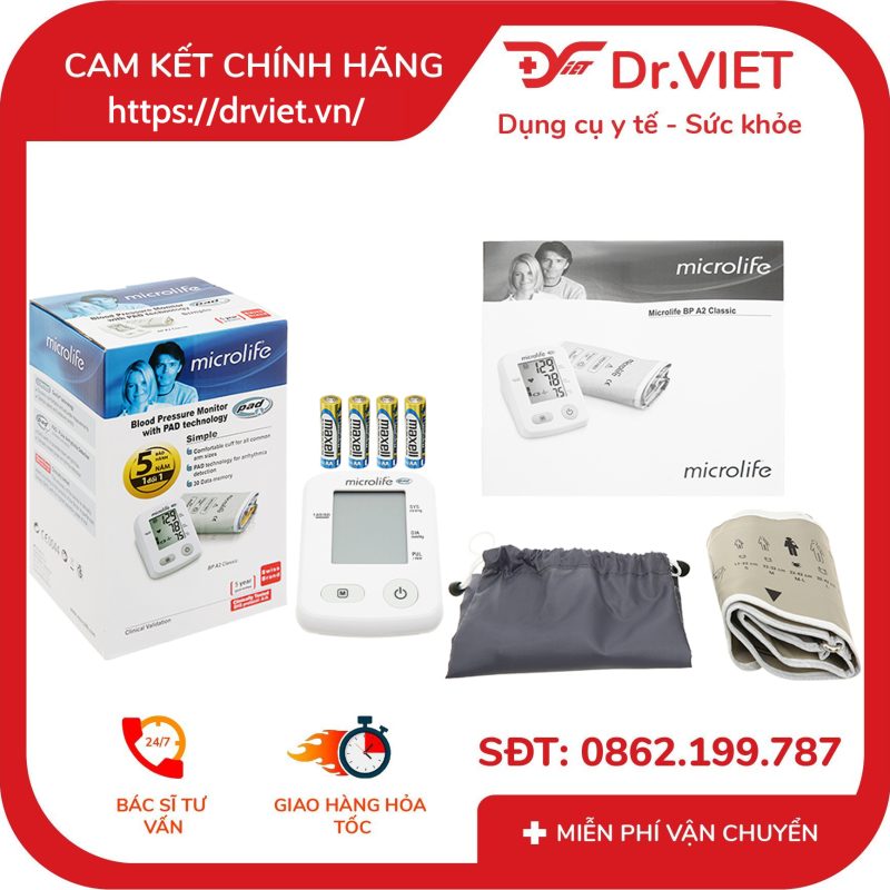 Máy đo huyết áp bắp tay Microlife A2 Classic 11 Máy đo huyết áp bắp tay Microlife A2 Classic