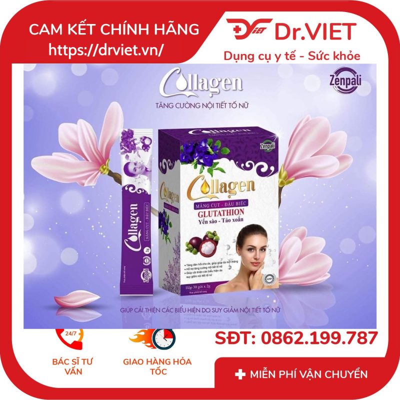 Colagen Măng Cụt Đậu Biếc Zenpali Hộp 30 Gói 9 Colagen Măng Cụt Đậu Biếc Zenpali Hộp 30 Gói