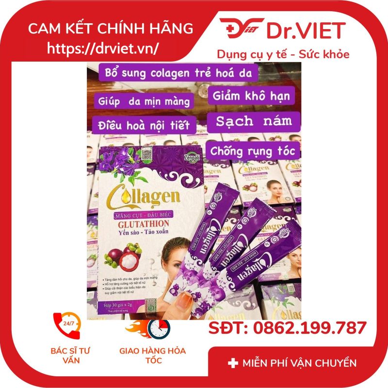 Colagen Măng Cụt Đậu Biếc Zenpali Hộp 30 Gói 10 Colagen Măng Cụt Đậu Biếc Zenpali Hộp 30 Gói