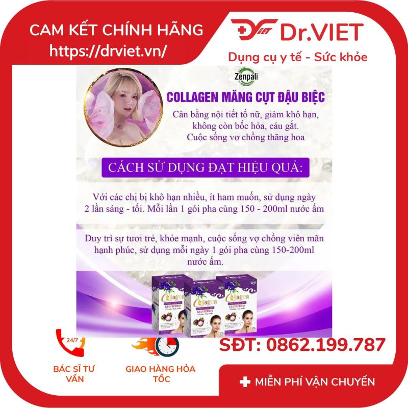 Colagen Măng Cụt Đậu Biếc Zenpali Hộp 30 Gói 12 Colagen Măng Cụt Đậu Biếc Zenpali Hộp 30 Gói
