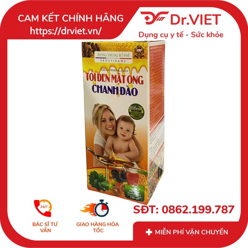 Đông Trùng Bổ Phế Prostibame Cao lá thường Xuân Tỏi đen Mật Ong Chanh đào 12 Đông Trùng Bổ Phế Prostibame Cao lá thường Xuân Tỏi đen Mật Ong Chanh đào