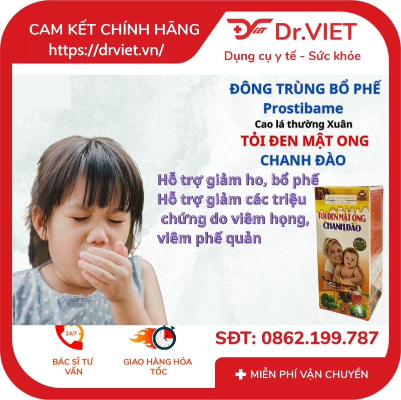 Đông Trùng Bổ Phế Prostibame Cao lá thường Xuân Tỏi đen Mật Ong Chanh đào 15 Đông Trùng Bổ Phế Prostibame Cao lá thường Xuân Tỏi đen Mật Ong Chanh đào