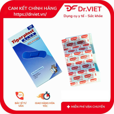 Băng keo cá nhân kim loại TigerPlast Blue uân thủ tiêu chuẩn BRC, IFS, Băng keo cá nhân kim loại TigerPlast Blue uân thủ tiêu chuẩn BRC, IFS,