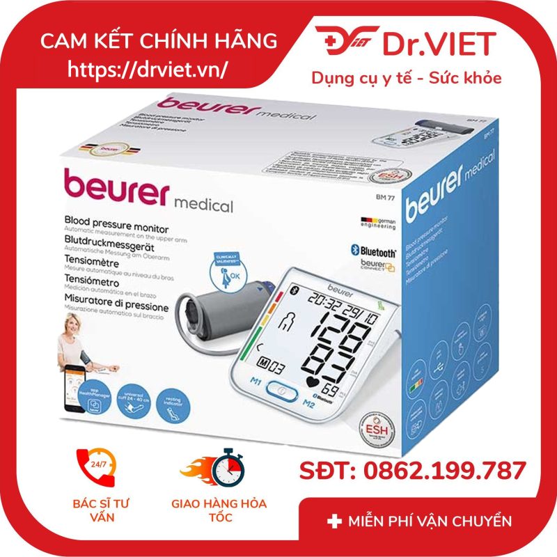 Máy đo huyết áp bắp tay kết nối Bluetooth Beurer BM77