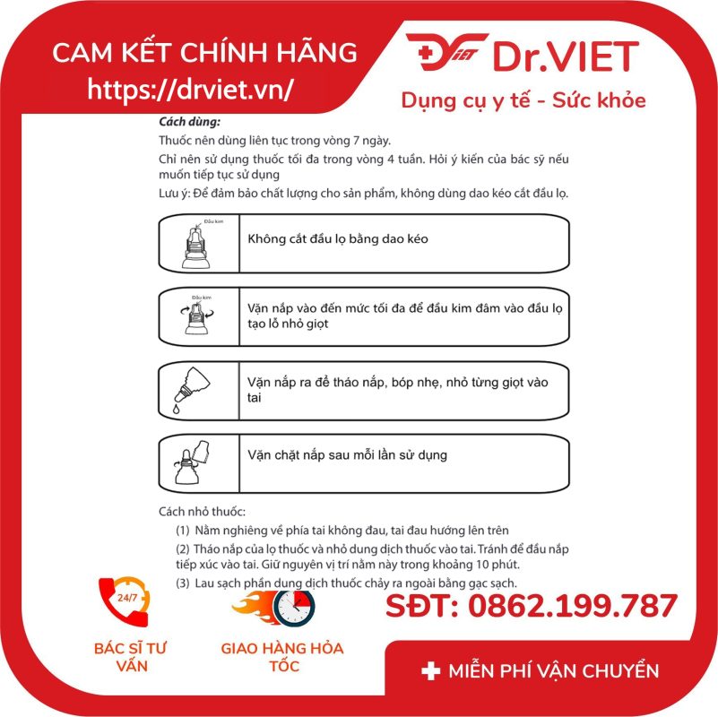 Dung dịch nhỏ tai Fosmitic 5ml 13 Dung dịch nhỏ tai Fosmitic 5ml