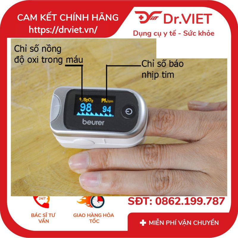 Máy đo nồng độ oxy trong máu SpO2 và nhịp tim Beurer PO40 12 Máy đo nồng độ oxy trong máu SpO2 và nhịp tim Beurer PO40