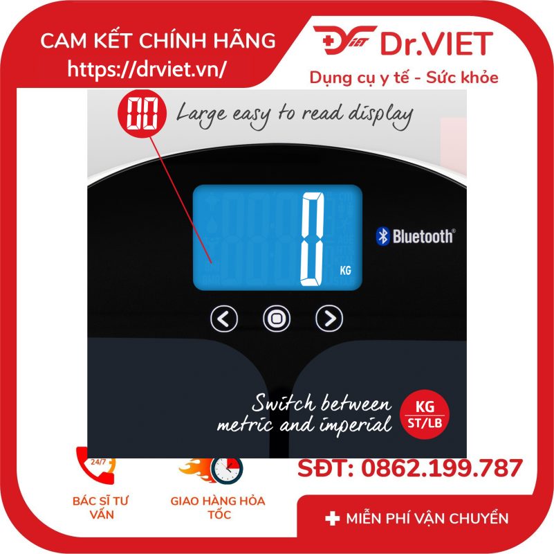Cân sức khỏe phân tích cơ thể HoMedics Salter 9192BK3R 15 Cân sức khỏe phân tích cơ thể HoMedics Salter 9192BK3R