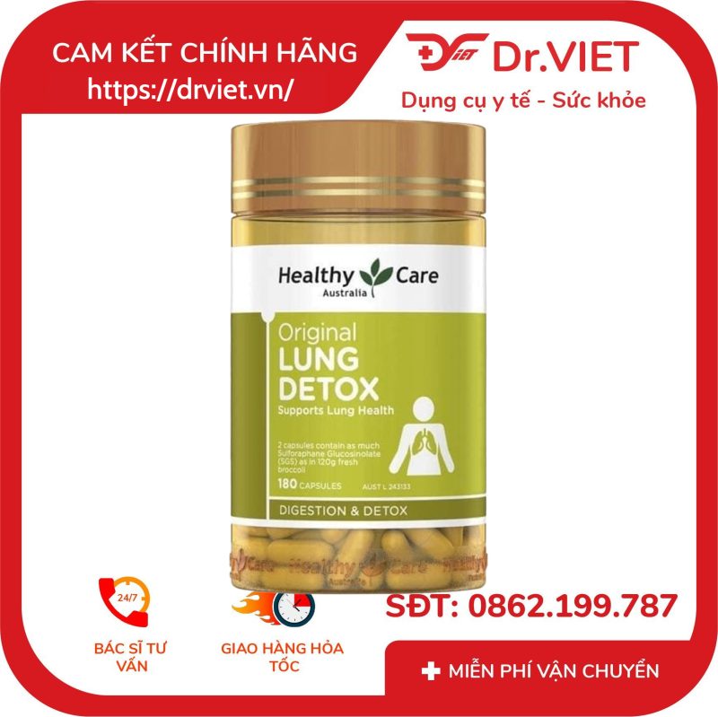 Viên Hỗ Trợ Thải Độc Phổi Healthy Care Original Lung Detox 180 viên