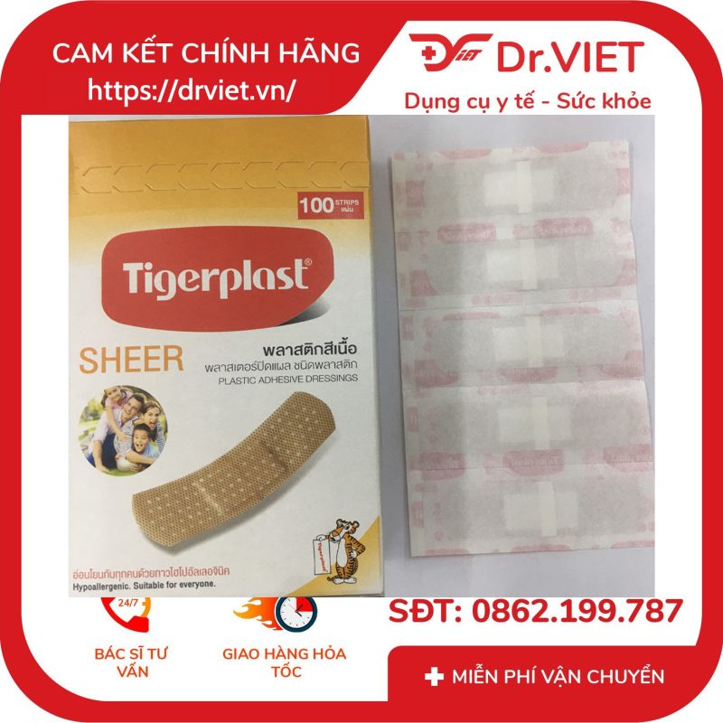 Băng cá nhân màu da Tigerplast Sheer 100 cái