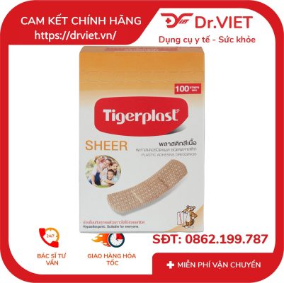 Băng cá nhân màu da Tigerplast Sheer 100 cái