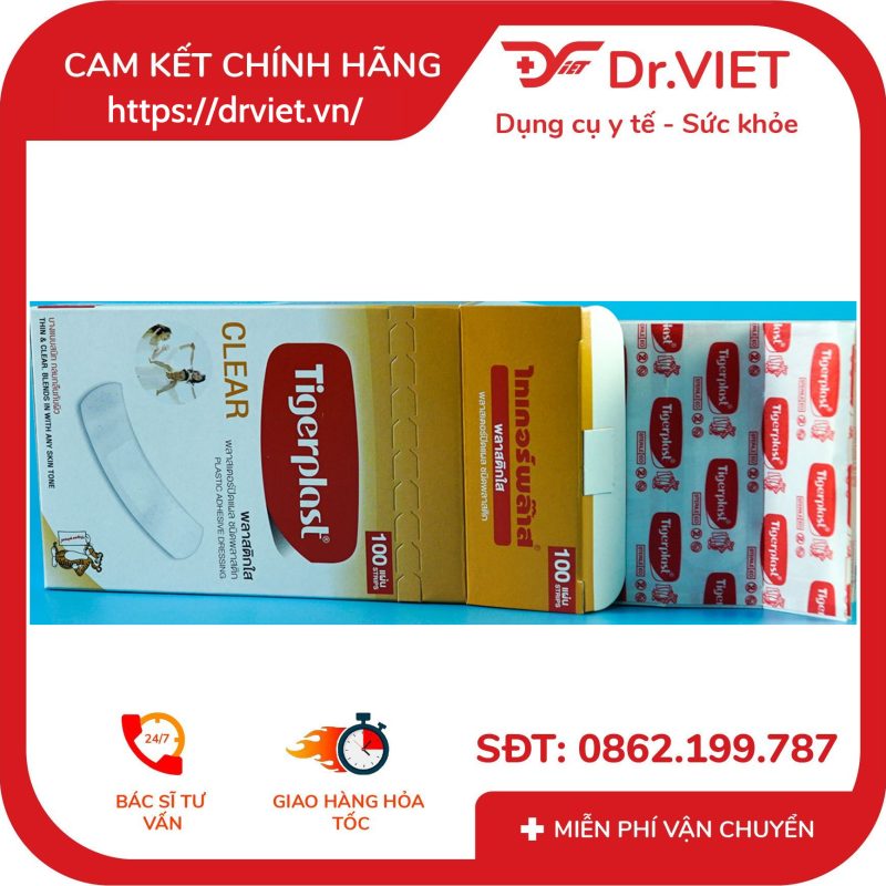 Băng cá nhân trong suốt Tigerplast CLEAR Hộp 100 cái 13 Băng cá nhân trong suốt Tigerplast CLEAR Hộp 100 cái