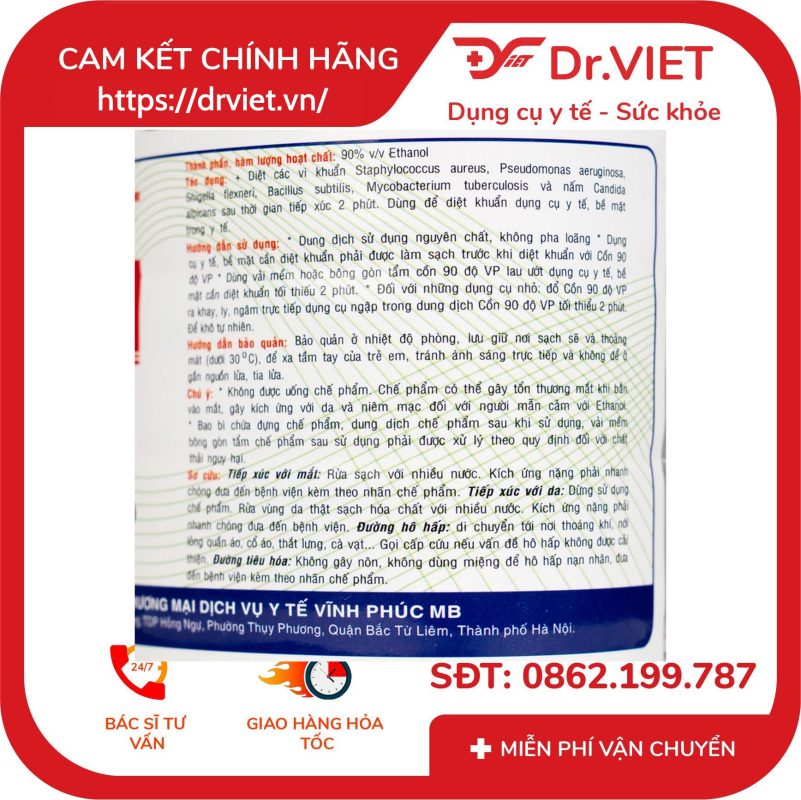 Cồn 90 độ Vĩnh Phúc Chai 500ml 12 Cồn 90 độ Vĩnh Phúc Chai 500ml