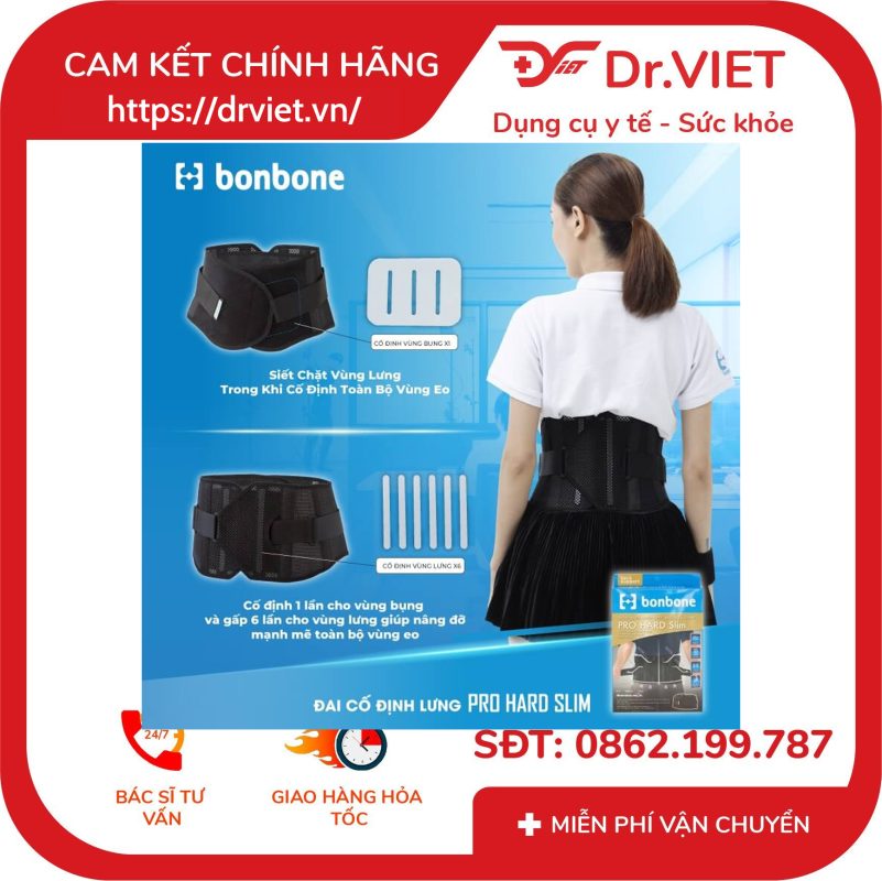 Đai lưng Pro Hard Slim Bonbone màu đen size M