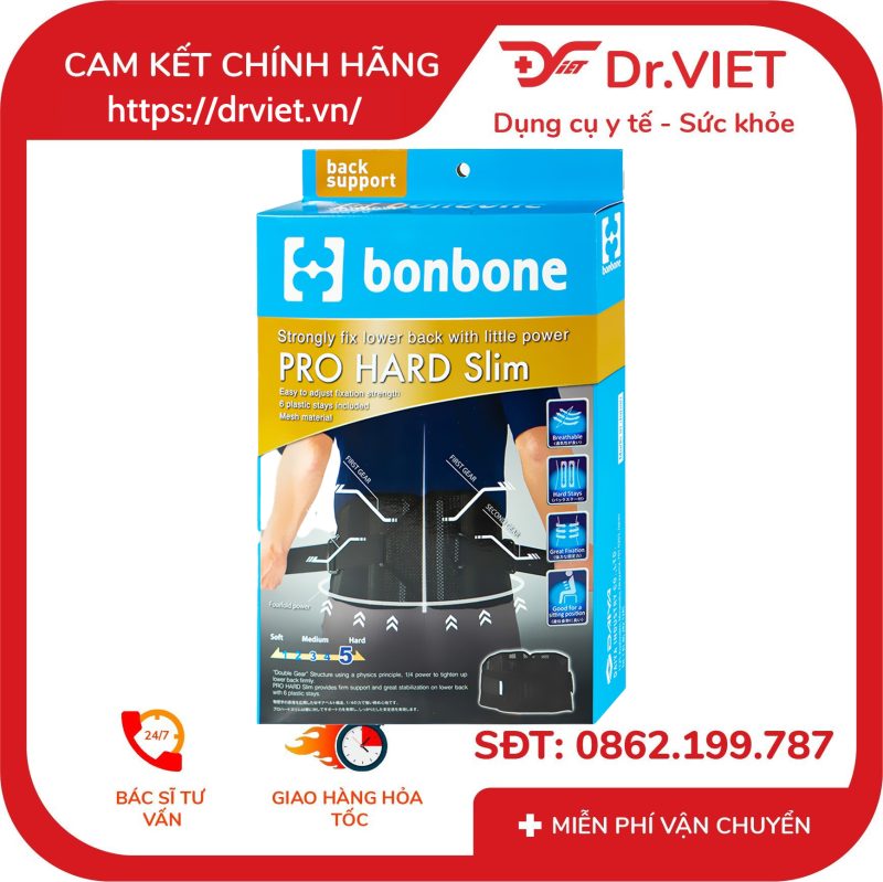 Đai lưng Pro Hard Slim Bonbone màu đen size M