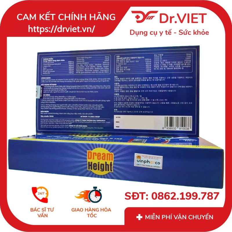 Siro Dream Height Dạng Ống Hỗ Trợ Tăng Chiều Cao Hộp 20 ống
