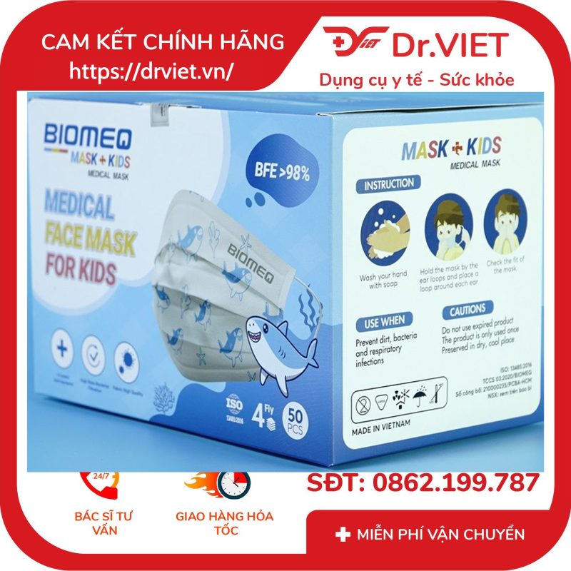 Khẩu trang trẻ em 4 lớp Biomeq Mask Kids 12 Khẩu trang trẻ em 4 lớp Biomeq Mask Kids