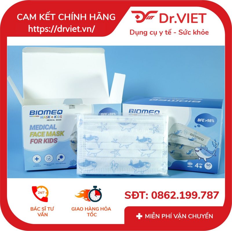 Khẩu trang trẻ em 4 lớp Biomeq Mask Kids