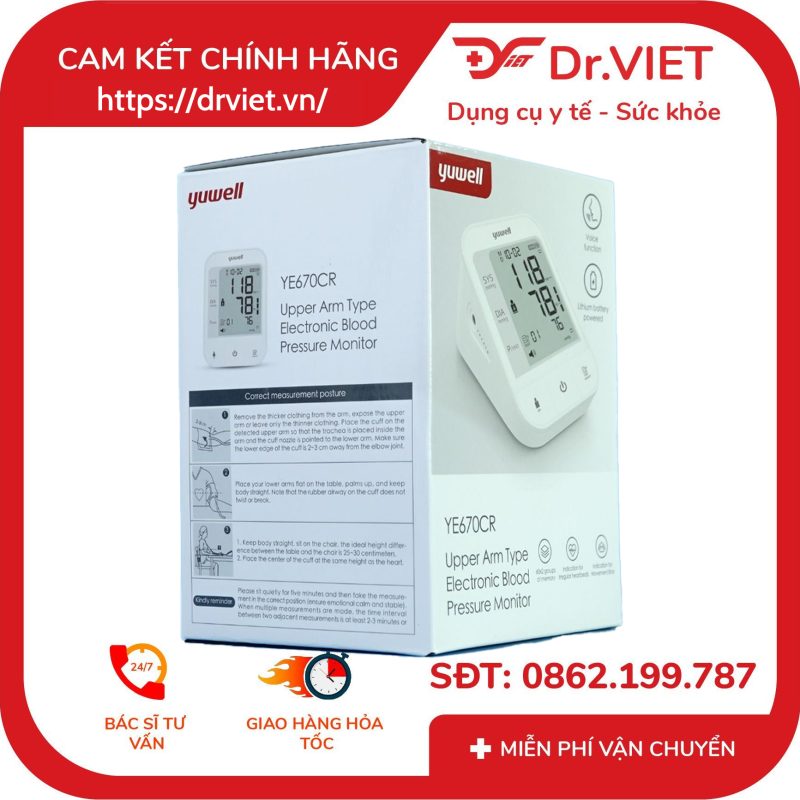 Máy đo huyết áp bắp tay Yuwell YE670CR