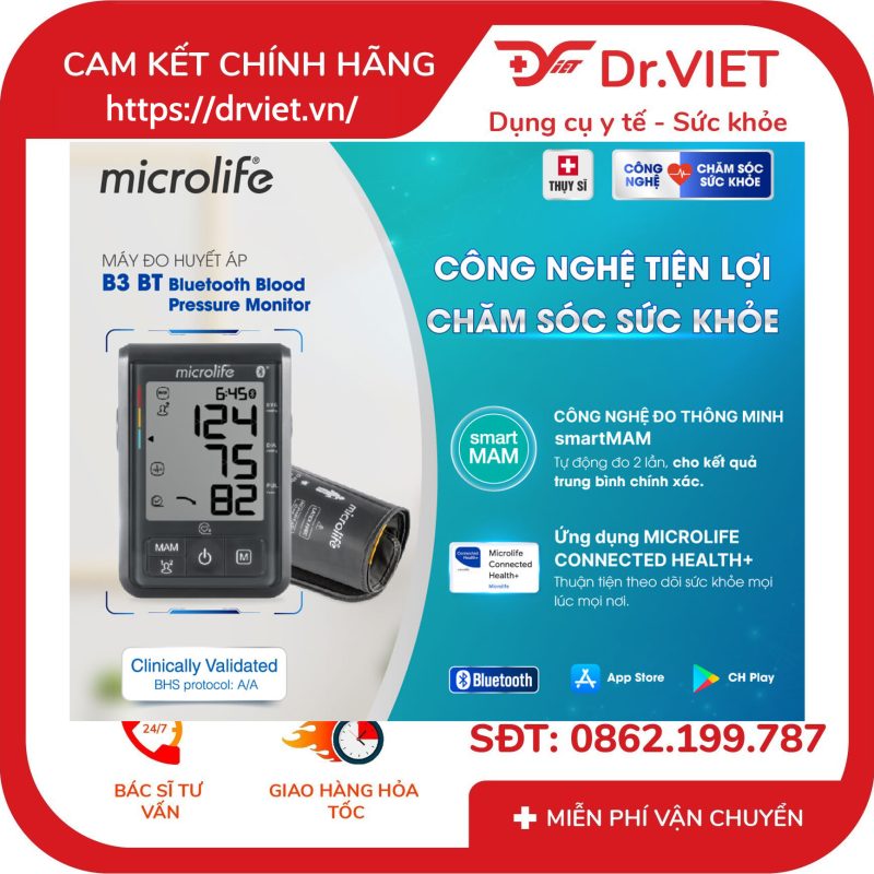 Máy đo huyết áp bắp tay Microlife B3 Bluetooth 12 Máy đo huyết áp bắp tay Microlife B3 Bluetooth