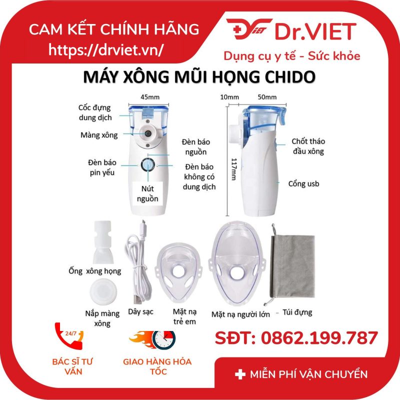 Máy xông mũi họng điện dung cầm tay CHIDO YS-31 15 Máy xông mũi họng điện dung cầm tay CHIDO YS-31