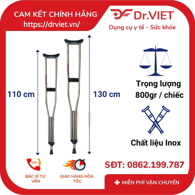 Nạng Nách Inox Cán Đen DCG02 10 Nạng Nách Inox Cán Đen DCG02