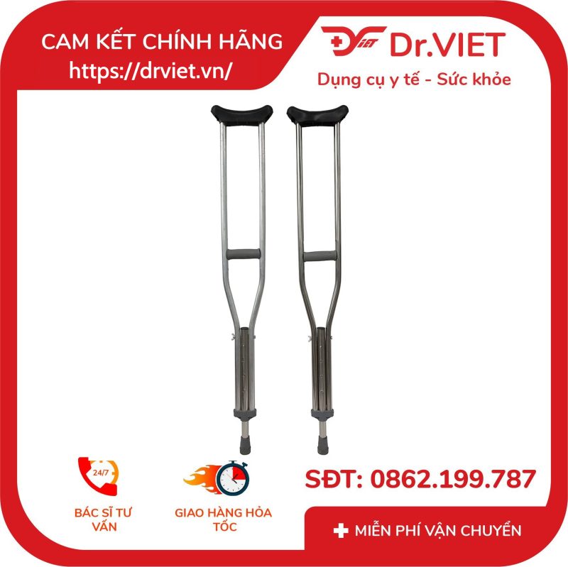 Nạng Nách Inox Cán Đen DCG02