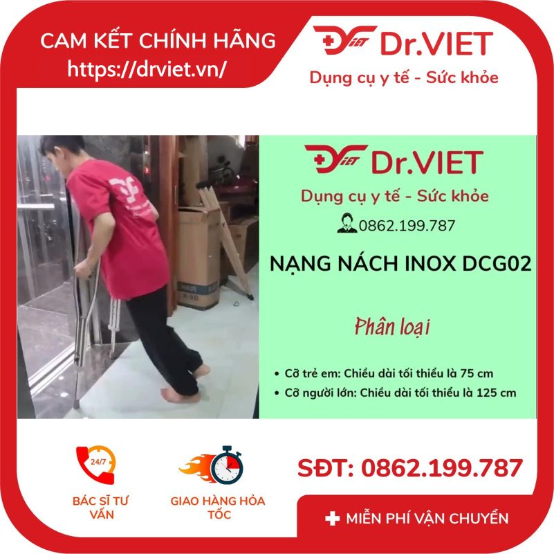 Nạng Nách Inox Cán Đen DCG02