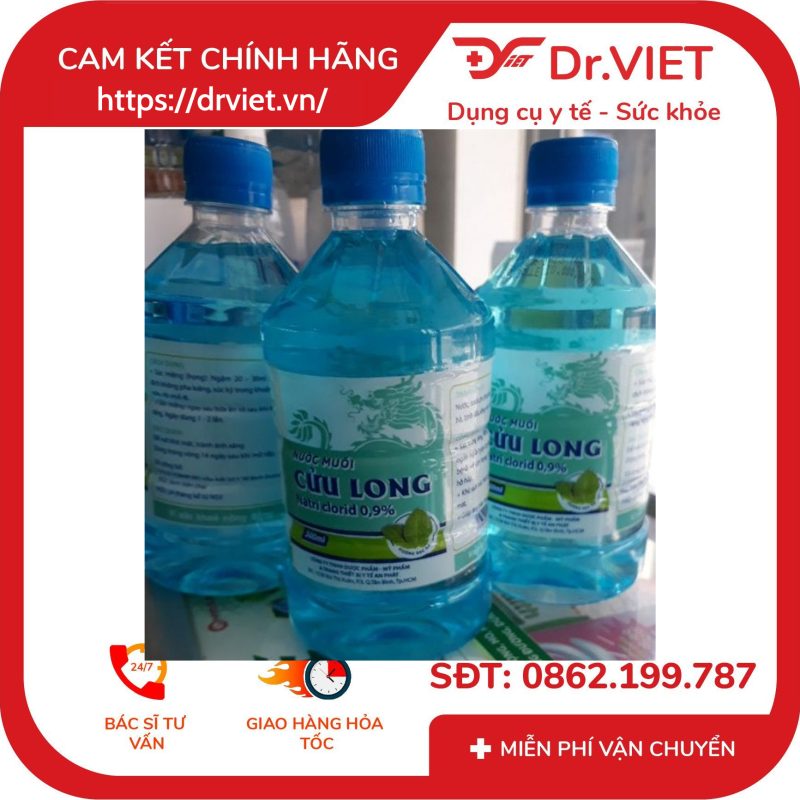 Nước muối Cửu Long Natri clorid 0.9% bạc hà chai 500ml 12 Nước muối Cửu Long Natri clorid 0.9% bạc hà chai 500ml