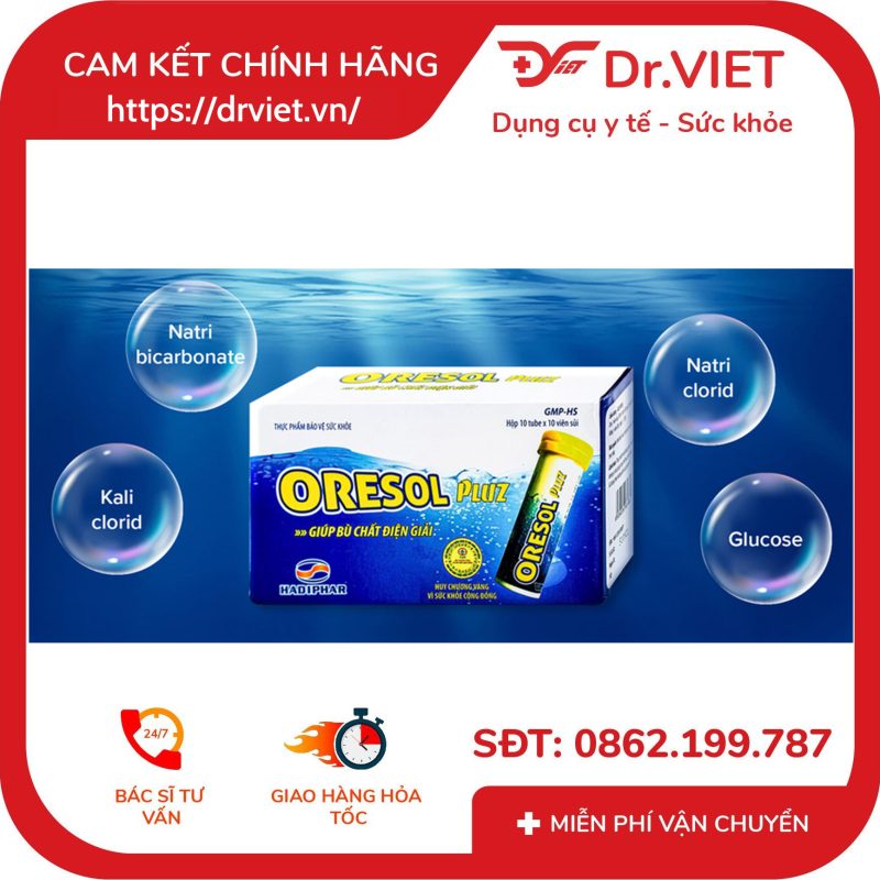 Viên sủi Oresol Pluz Hadiphar giúp bù chất điện giải