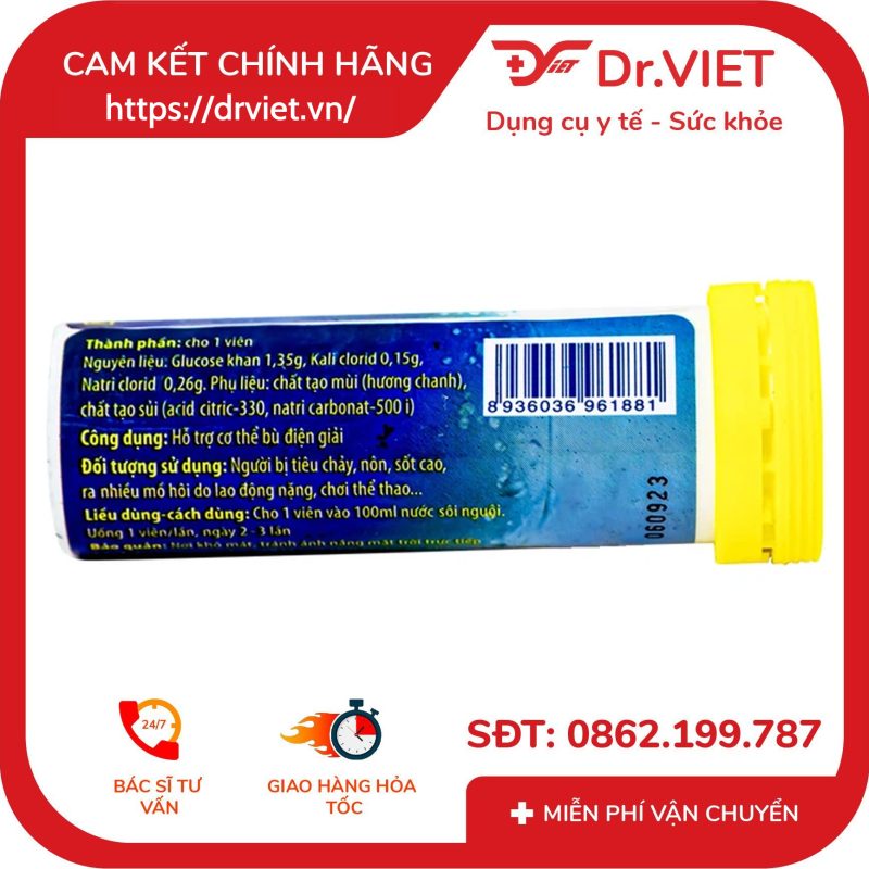 Viên sủi Oresol Pluz Hadiphar giúp bù chất điện giải