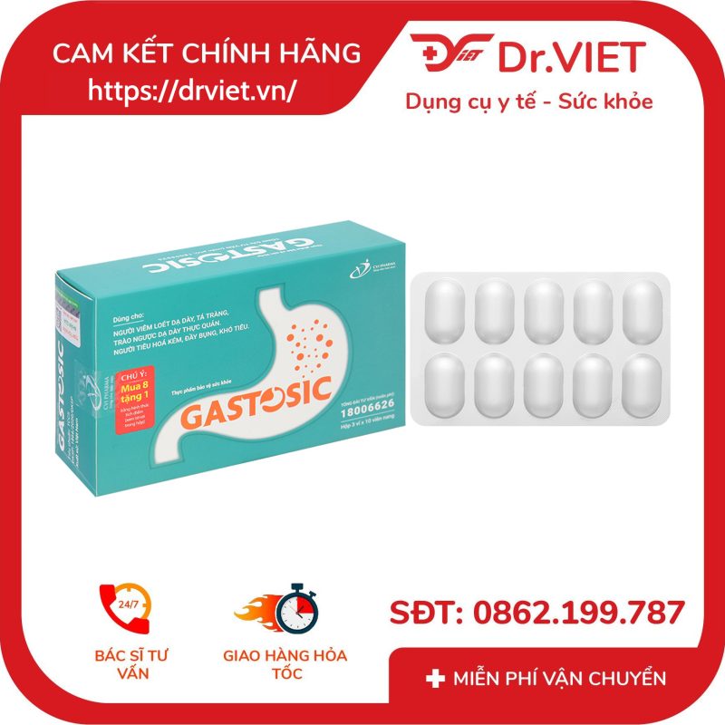 Viên uống Gastosic hỗ trợ tiêu hóa hộp 3 vỉ 11 Viên uống Gastosic hỗ trợ tiêu hóa hộp 3 vỉ