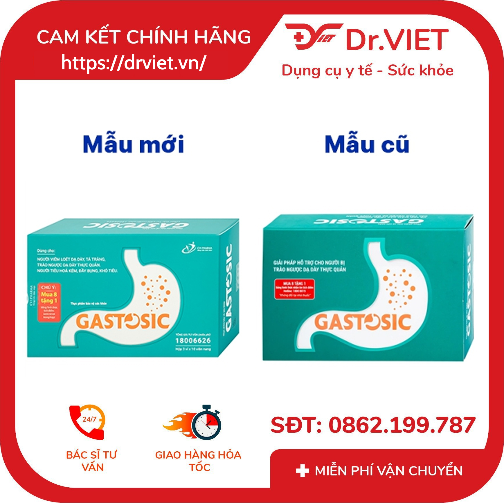 Viên uống Gastosic hỗ trợ tiêu hóa hộp 3 vỉ 8 Viên uống Gastosic hỗ trợ tiêu hóa hộp 3 vỉ