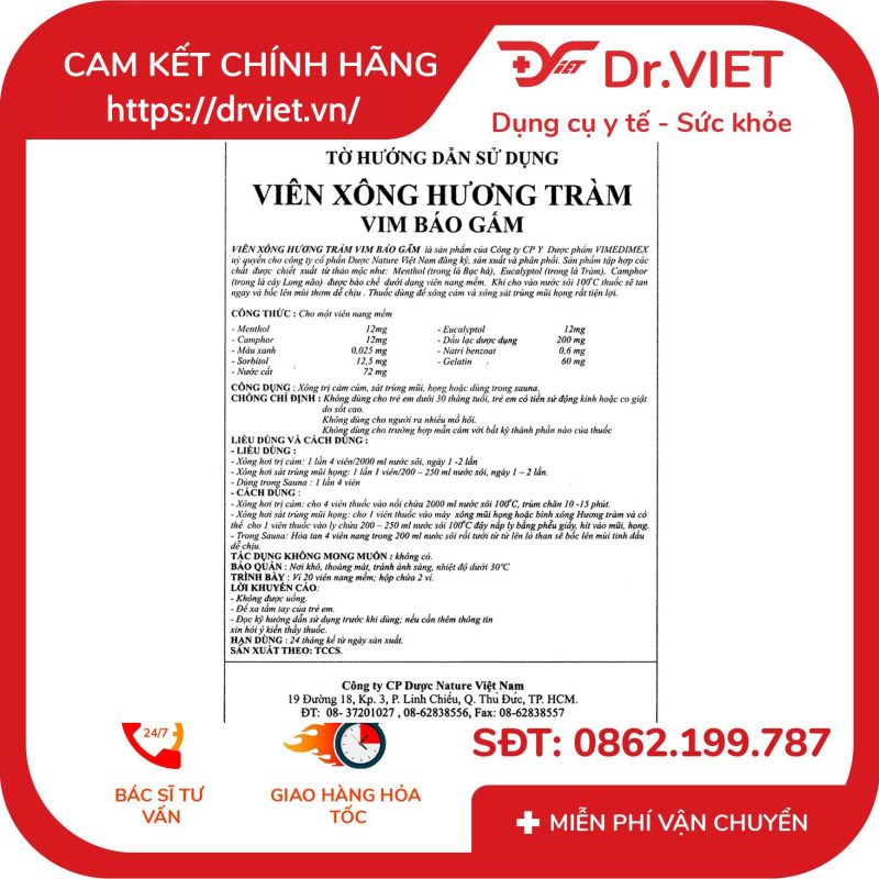 Viên xông Hương Tràm Vim Báo Gấm trị cảm 11 Viên xông Hương Tràm Vim Báo Gấm trị cảm
