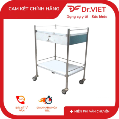 Xe đẩy Inox DrViet 30x40 - 2 tầng - Một hộc | Chính hãng, giá tốt 1 Xe đẩy Inox DrViet - 30x40 - 2 tầng - Một hộc